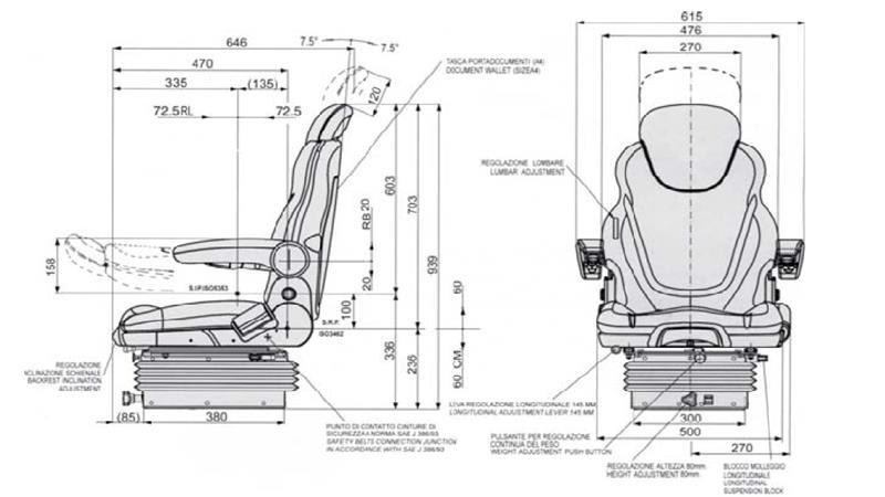 SEDEŽ Z PNEVMATSKIM VZMETENJEM M98    IZ TKANINE  