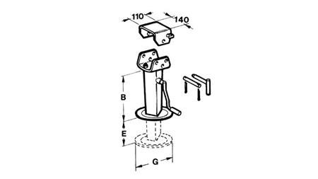 NAVOJNA PODPORNA NOGA Z PRITRDILNIM DELOM       HOD 170 mm 6000 kg  