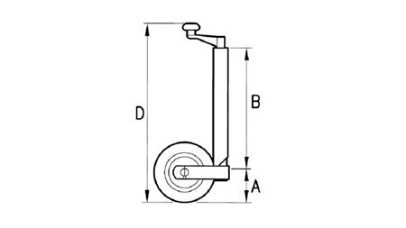 NAVOJNA PODPORNA NOGA S KOLESOM ZA AVTOPRIKOLICE     60mm  400 kg  