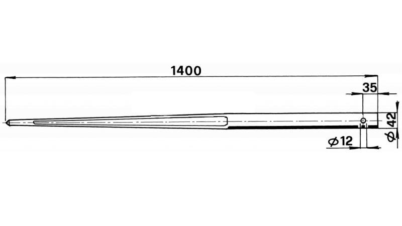 ŠPICA ZA BALE 42x1400mm CILINDRIČNA