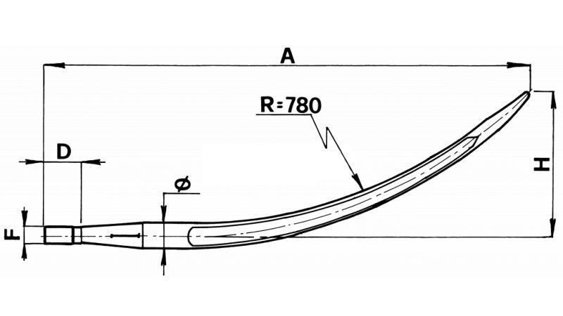 UKRIVLJEN ZOB ZA NAKLADAČ GNOJA fi 36x810mm