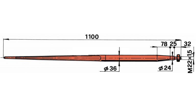 ŠPICA ZA BALE 36x1100mm AMK
