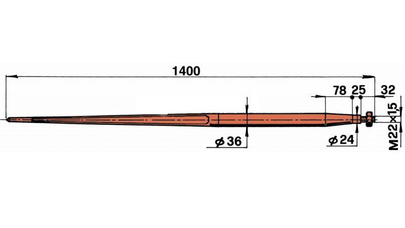 ŠPICA ZA BALE 36x1400mm AMK