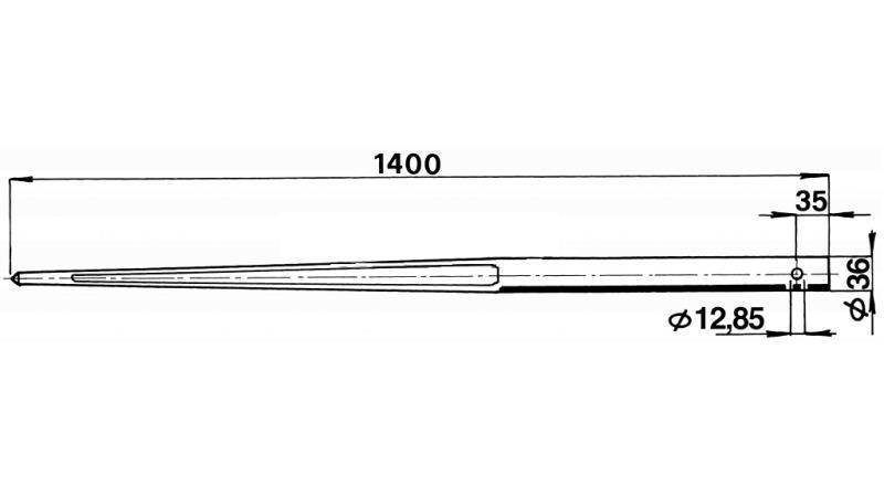 ŠPICA ZA BALE 36x1400mm CILINDRIČNA