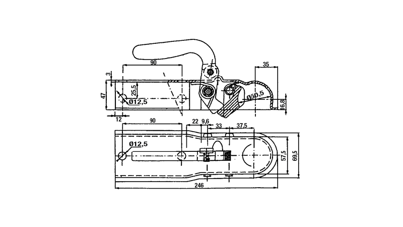 VLEČNA KLJUKA ZA AVTO PRIKOLICO    KVADRATASTA 60 mm  