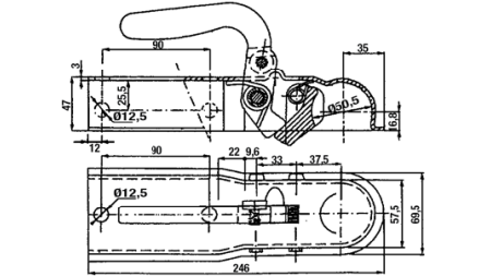 VLEČNA KLJUKA ZA AVTO PRIKOLICO    KVADRATASTA 60 mm  