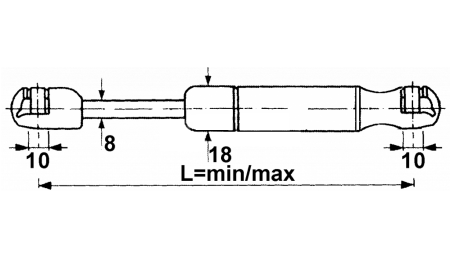PLINSKI AMORTIZER     Lmin 330 Lmax 585 F200  