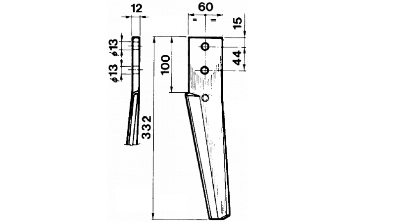 NOŽ ZA VRTAVKASTO BRANO MASCHIO DESNI 60x12mm