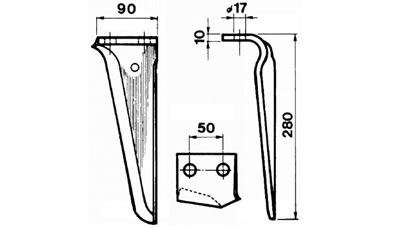 NOŽ ZA VRTAVKASTO BRANO DESNI 90x10mm (5kom)