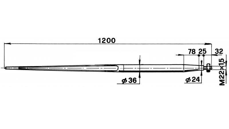 ŠPICA ZA BALE 36x1200mm